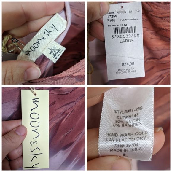 Moon & Skye Buckle Hand Dyed Raw Edge Top NWT - Picture 5 of 8